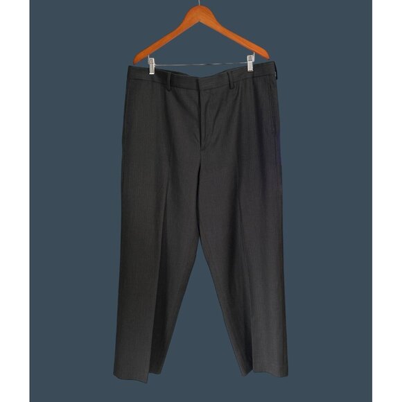 Structure Mens Dress Pants 38x30 Pinstripe Black Polyester/Viscose Trousers - Picture 1 of 6